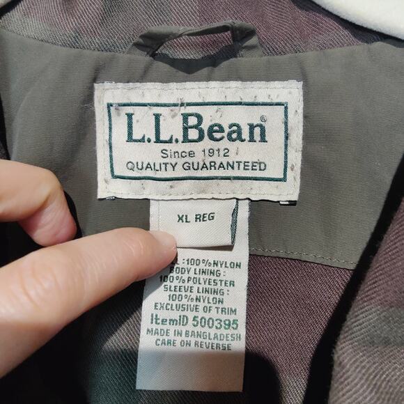 Vintage L.L. Bean Men's Sz XL Warm Up Bomber Jacket Olive Green Nylon Grandpa - Picture 4 of 6